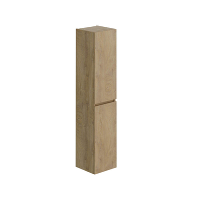 Thebalux colonne haute bois en applique grlijst - porte pleine profil de préhension assorti au meuble ouvrant gris lin couleur/structure nervurée chêne Navarro bois gauche paroi arrière