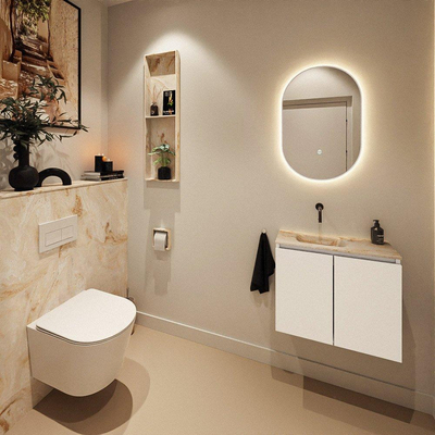 MONDIAZ TURE-DLUX 60cm toiletmeubel Talc. EDEN wastafel Frappe positie links. Zonder kraangat.