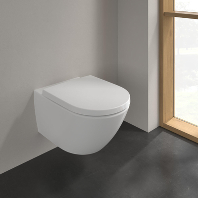 Villeroy & Boch Subway 3.0 Toiletset - zonder spoelrand - diepspoel - inbouwreservoir - twistflush - bedieningsplaat chroom glans - zitting softclose & quickrelease - ceramic+ stone white
