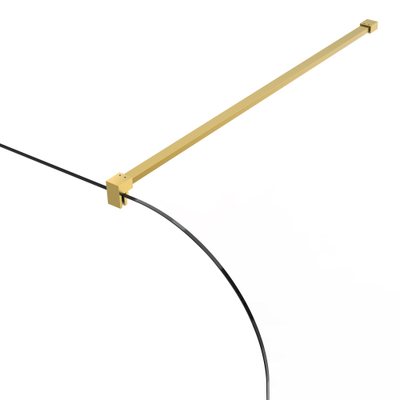 Fortifura Galeria Inloopdouche - 140x200cm - afgeronde glaswand - links - ribbel glas - wandarm - geborsteld messing PVD (Goud)