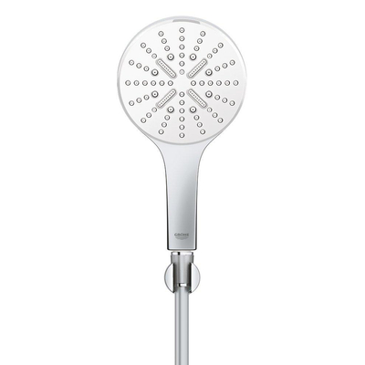 GROHE Rainshower SmartActive 130 Set de douchette - 3 types de jets - rond - avec support - flexible lisse - 150cm - chromé/moon white