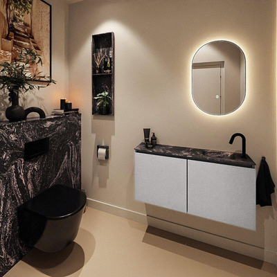 MONDIAZ TURE-DLUX 100cm toiletmeubel Plata. EDEN wastafel Lava positie rechts. Met 1 kraangat.