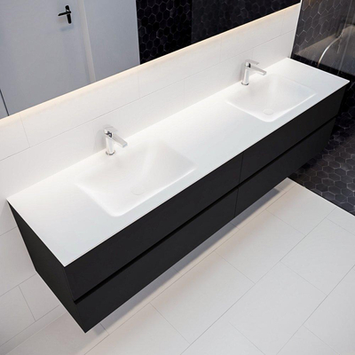 Mondiaz VICA ensemble de meuble de salle de bain - 200cm - meuble sous-vasque urbain - 4 tiroirs - lavabo nuage double - 2 trous de robinet XL version 60cm de haut