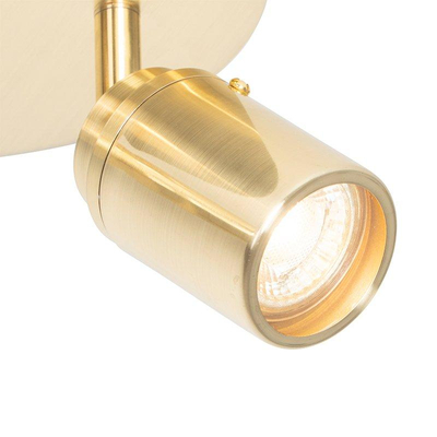 QAZQA Ducha badkamer plafondlamp - 20x20cm - 2 spots - IP44 - messing (goud)