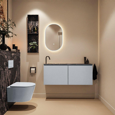 MONDIAZ TURE-DLUX Meuble de toilettes 120 cm Clay. Lavabo EDEN Lava position gauche. Avec 1 trou de robinet.