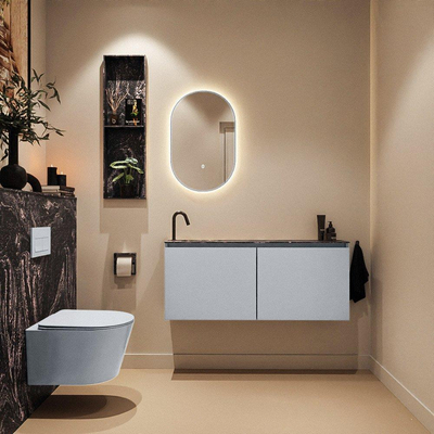 MONDIAZ TURE-DLUX Meuble toilette - 120cm - Clay - EDEN - vasque Lava - position gauche - 1 trou de robinet