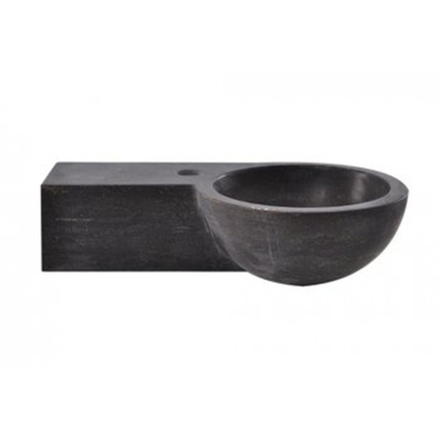 Wiesbaden B waskom rond 40x23x10cm met kraangat links hardsteen zwart TWEEDEKANS