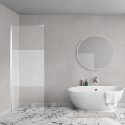 Aqua Vista Arsena Paroi de douche à l'italienne - 90x200cm - incl. barre de fixation murale - Verre transparent avec bande mate - Chrome