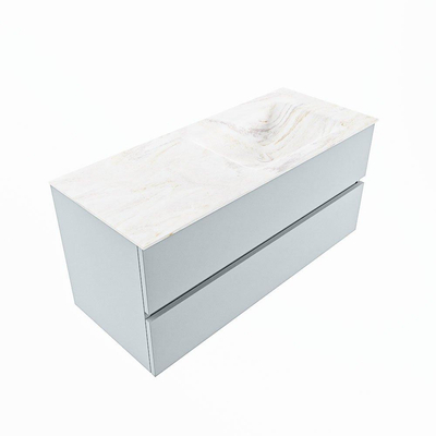 Mondiaz VICA-DLUX ensemble de meuble de salle de bain - 110cm - meuble sous-vasque argile - 2 tiroirs - lavabo encastré nuage droite - sans trous de robinet - version haute 60cm - ostra