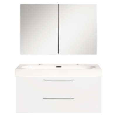 Differnz Somero Ensemble salle de bains 100x54x38cm avec armoire toilette FSC Blanc brillant