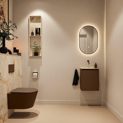 MONDIAZ TURE-DLUX Meuble toilette - 40cm - Rust - EDEN - vasque Frappe - position centrale - sans trou de robinet