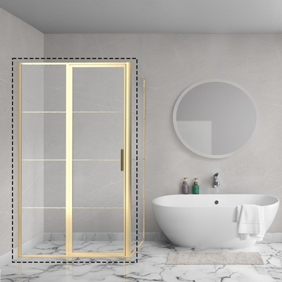 Aqua Vista Triple Porte pivotante avec partie fixe - 100x200 cm - 8mm - verre clair - élément cabine d'angle - laiton brossé (or)