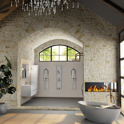 Mondiaz AIVY Ensemble de meuble - 120x45x50cm - 1 trou de robinet - 1 vasque talc céramique - Centre - 2 tiroirs - avec miroir - MDF Talc