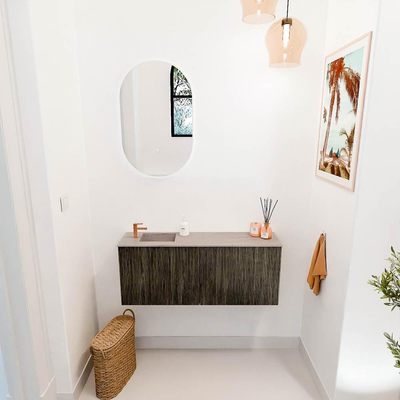 Mondiaz JOYA-DLUX 100cm toiletmeubel - kleur Shadow - Wastafel FAYE positie Links 1 kraangat kleur Saba.