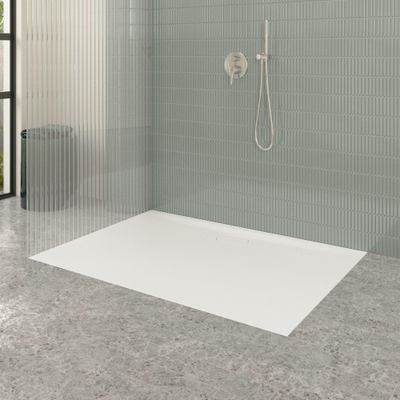 Villeroy & Boch Ecora douchebak - 140x100x3.5cm - afvoer lange zijde - stone white (wit)