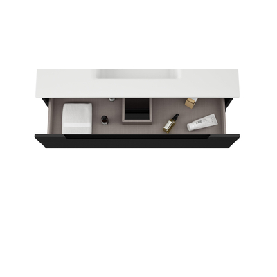 Adema Prime Balance Meuble sous vasque 100x44.9x55cm - 2 tiroirs - poignée intégrée - MDF - Noir mat