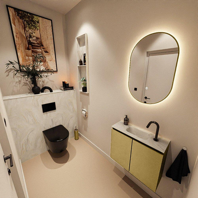 MONDIAZ TURE-DLUX Meuble toilette - 60cm - Oro - EDEN - vasque Ostra - position centrale - 1 trou de robinet
