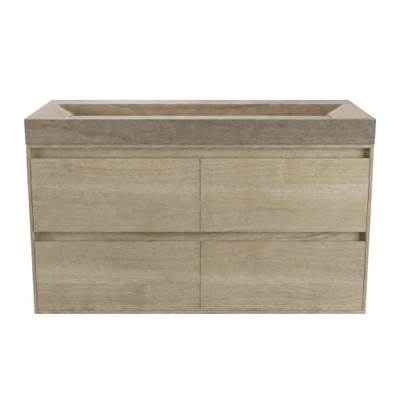 Forzalaqua Ibiza Badkamermeubelset - 120x50x70cm - 4 lades - travertin wastafel - zonder kraangat - steunenset - afvoerplug - smoke