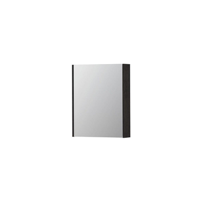 INK SPK2 Armoire de toilette miroir - 60x14x74cm - 1 porte - miroir double face - interrupteur et prise de courant - MFC chêne charbon