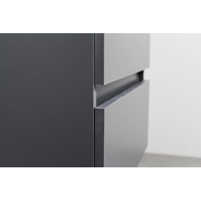 Basic Line Bella Ensemble meuble de salle de bains - 80x55x46cm - 1 lavabo - Acrylique - Blanc - 0 trou de robinet - Miroir mural sans éclairage - Mélamine anthracite mat