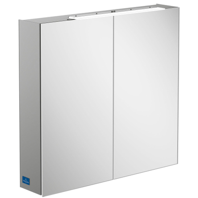 Villeroy & Boch my view one spiegelkast - 80.7x74.6cm - met 2 deuren - met led - zilver