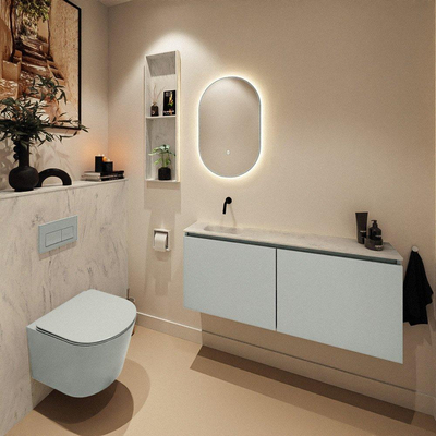 MONDIAZ TURE-DLUX Meuble WC 120cm Greey. Lavabo EDEN Opalo position gauche. Sans trou de robinet.