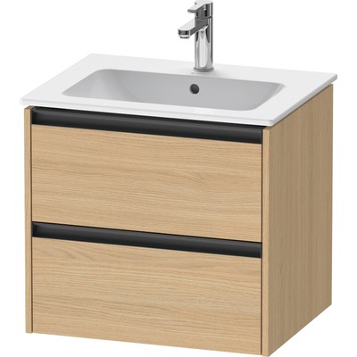 Duravit Ketho 2 meuble sous-lavabo avec 2 tiroirs 61x48x55cm avec poignées chêne naturel anthracite mat