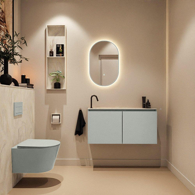 MONDIAZ TURE-DLUX 100cm toiletmeubel Greey. EDEN wastafel Ostra positie links. Met 1 kraangat.