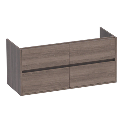 Saniclass Nexxt Wastafelonderkast - 120x46x55cm - 4 greeploze softclose lades - 2 sifonuitsparingen - MFC - legno viola