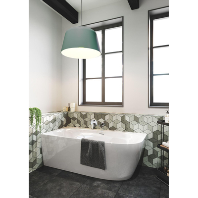 Zeza Cheb Baignoire d'angle semi autoportante - gauche - 170x80cm - incl pieds - siphon - acrylique - blanc mat