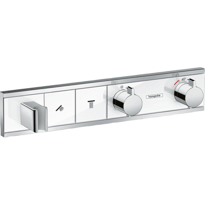 Hansgrohe Rainselect Afbouwdeel - voor inbouw douchekraan - thermostatisch - voor 2 functies - met handdouchehouder - 45.6x90cm wit/chroom - thermostaat - wit chroom