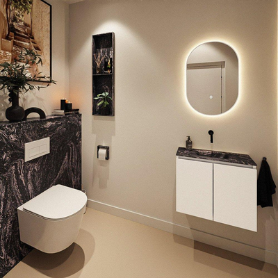 MONDIAZ TURE-DLUX 60cm toiletmeubel Talc. EDEN wastafel Lava positie midden. Zonder kraangat.