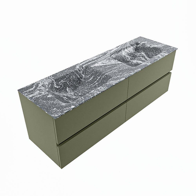 Mondiaz VICA-DLUX ensemble de meuble de salle de bain - 150cm - meuble sous-vasque armée - 4 tiroirs - lavabo encastré nuage double - sans trous de robinet - version haute de 60cm - lave