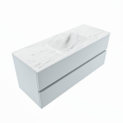 Mondiaz VICA-DLUX ensemble de meuble de salle de bain - 120cm - meuble sous-vasque argile - 2 tiroirs - lavabo encastré nuage milieu - sans trous de robinet - version haute 60cm - opalo