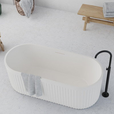 Ideavit Archtec Baignoire îlot - 170x75x60cm - Rock Texture - avec trop-plein - bonde clic clac - pieds réglables - blanc