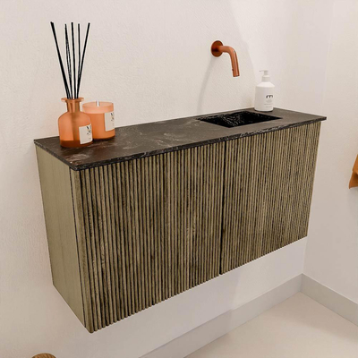 Mondiaz JOYA-DLUX 80cm toiletmeubel - kleur Dusk - Wastafel FAYE positie Rechts Zonder kraangat kleur Lava.