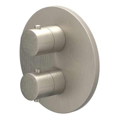 IVY Bond Ensemble de douche de tête - encastré - inverseur d’arrêt 2 voies - bras de plafond 30 cm - douche de tête ronde medium 30 cm - support avec sortie - flexible de douche 150 cm - douchette à main bâton - Nickel brossé PVD