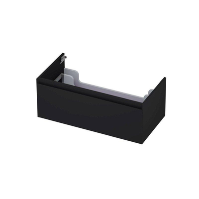 INK Wastafelonderkast - 90x45x35cm - 1 lade - greeploos - MDF lak - Zwart mat
