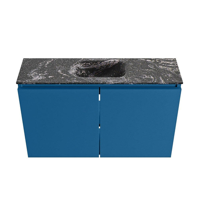 MONDIAZ TURE-DLUX Meuble WC 80cm Jeans. Lavabo EDEN Lava position milieu. Avec 1 trou de robinet.
