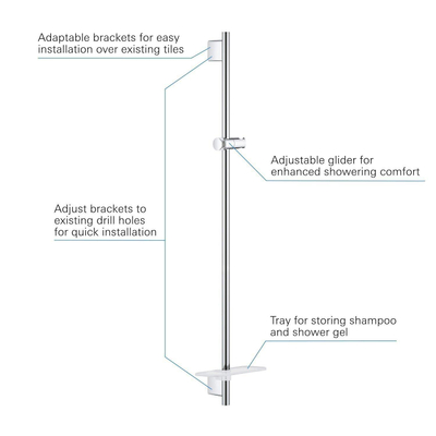 Grohe Rainshower SmartActive Barre de curseur avec porte-savon 90cm Chrome SECOND CHOIX