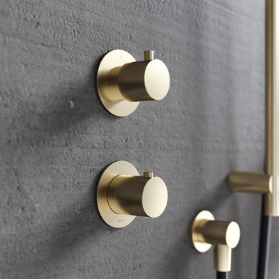 Hotbath Cobber Élément de finition - Mitigeur thermostatique encastré avec inverseur 2 voies BBP Laiton brossé PVD