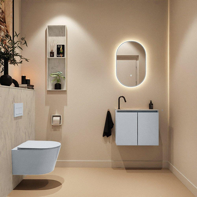MONDIAZ TURE-DLUX meuble de toilettes 60cm Clay. Lavabo EDEN Opalo position gauche. Avec 1 trou de robinet.