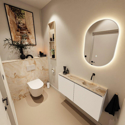 MONDIAZ TURE-DLUX 100cm toiletmeubel Talc. EDEN wastafel Frappe positie rechts. Zonder kraangat.