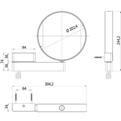 Emco Prime make-upspiegel – rond Ø20,2 cm – LED-verlichting – 3x en 7x vergrotend, spiraalsnoer – Chroom