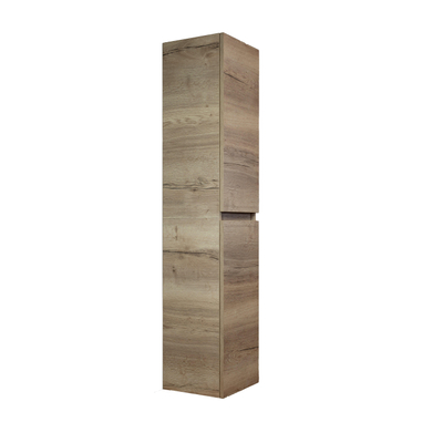 H&R Badmeubelen Hoge Kast - 35x35x170cm - 2 deuren - linksdraaiend - greeploos - natuur eiken