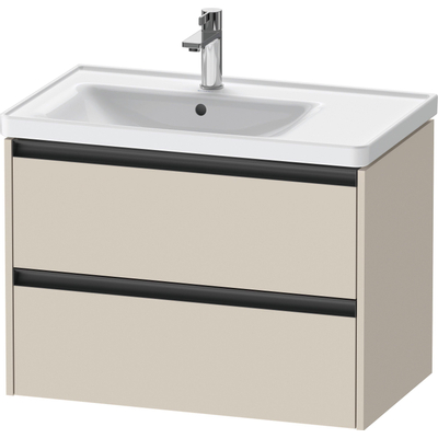 Duravit Ketho.2 Wastafelonderbouwkast - met 2 laden - voor waskom links - 78.4x45.5x54.9cm - met grepen antraciet - taupe supermat