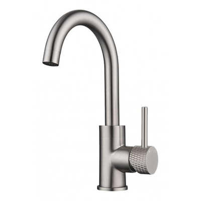 Wiesbaden Ribbd Mitigeur lavabo avec bec pivotant et coldstart acier brossé PVD