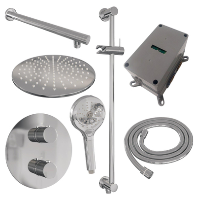 BRAUER Chrome Carving inbouw regendoucheset – Ø30 cm hoofddouche – rechte wandarm – ronde handdouche – glijstang – set 92