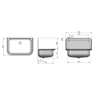 Differnz evier de vidange en acier 33 x 38 x 50 cm blanc