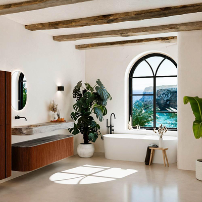 MONDIAZ THOR-DLUX 170cm meuble de salle de bains arrondi gauche + droite couleur Ruby avec 1 tiroir et 2 portes. Vasque suspendue CLOUD Gauche sans trou de robinet couleur Sombra.